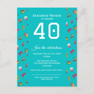 Party Einladung Postcard - Iconic 90er Retro-Spaß