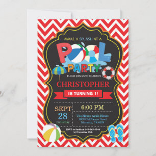Party Einladung Red Splish Splash Boy