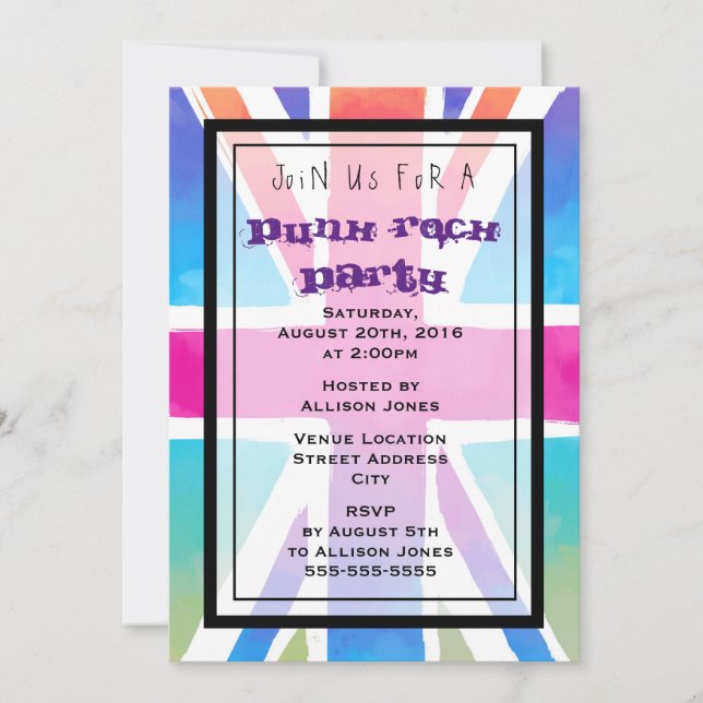 Party Einladung Union Jack Flag Punk Rock (Vorderseite)