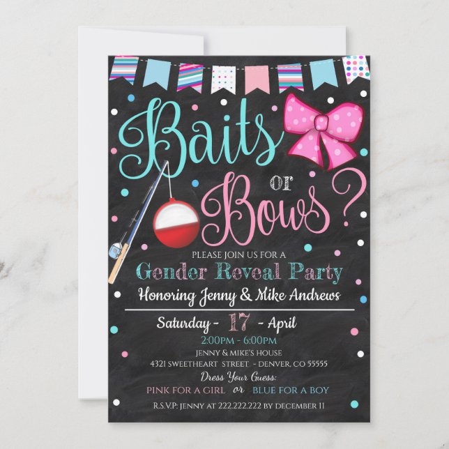 Party Einladung von Baits oder Bows Gender Reveal (Vorderseite)