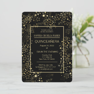 Party Einladung von Black and Gold Quinceñera
