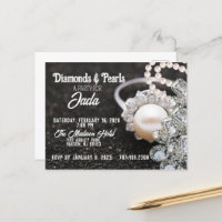 Party Einladung von Diamanten und Perlen