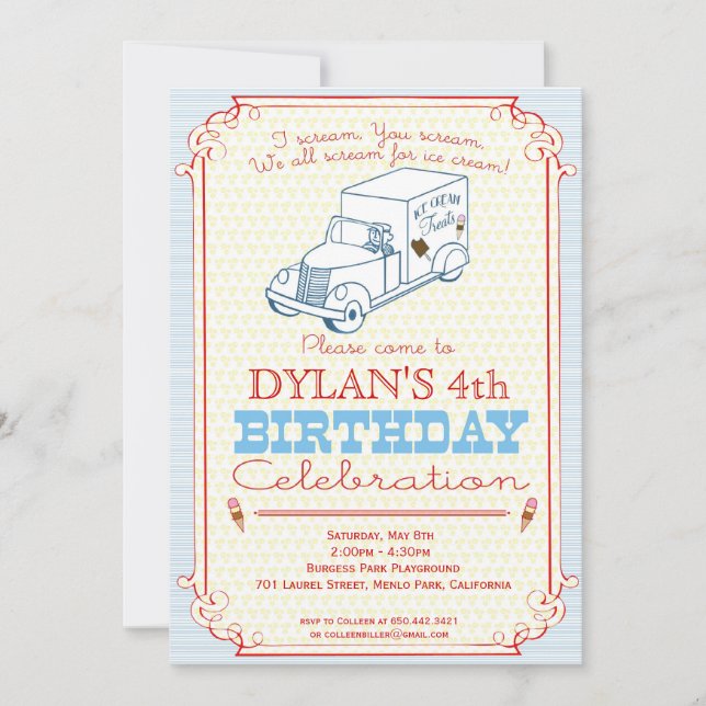 Party Einladung von Eiskrem (Vorderseite)