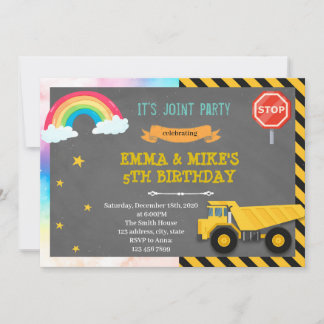 Party Einladung von Lkw und Regenbogengelenken