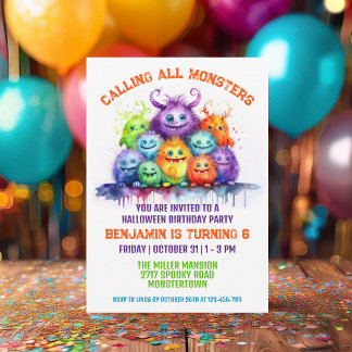 Party Einladung von niedlichen Monstern Kindergebu