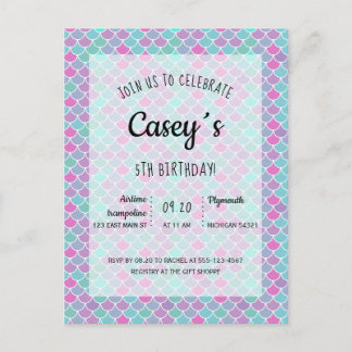 Party Einladung von Pastel mermaid Postkarte