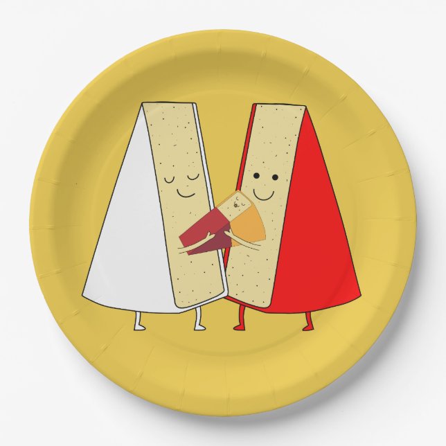 Party Einladung von Wein und Käse Pappteller (Vorderseite)