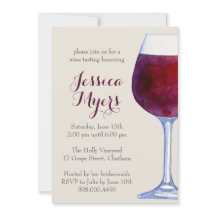 Party Einladung Watercolor Roter Wein
