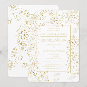 Party Einladung White and Gold Quinceñera