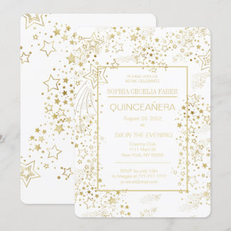 Party Einladung White and Gold Quinceñera