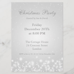 Party Einladung White Elegante Winter Sparkle