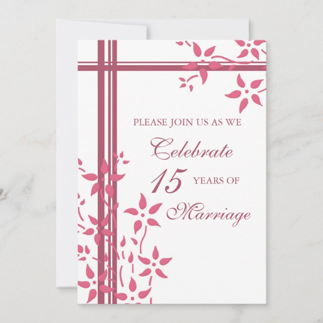 Party Einladung zum 15. Jubiläum in Rosa (Vorderseite)