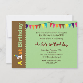 Party Einladung zum 1. Geburtstag für Kinder