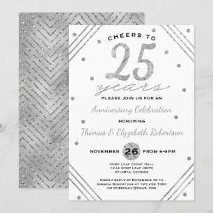 Party Einladung zum 25. Jubiläum, Imitate Silber