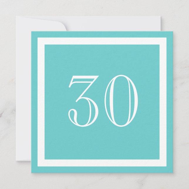 Party Einladung zum 30. Geburtstag - Aqua (Vorderseite)