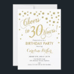 Party Einladung zum 30. Geburtstag - Gold White<br><div class="desc">Party Einladung zum 30. Geburtstag für Damen oder Herren. Elegante Einladungskarte mit silber und weiß im Glitzer. Enthält Skript-Schriftart und Konfetti. Feiert bis 30 Jahre! Ideal für eine glänzende Feier am Tag.</div>