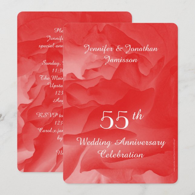 Party Einladung zum 55. Jahrestag der Hochzeit, Ro (Vorne/Hinten)