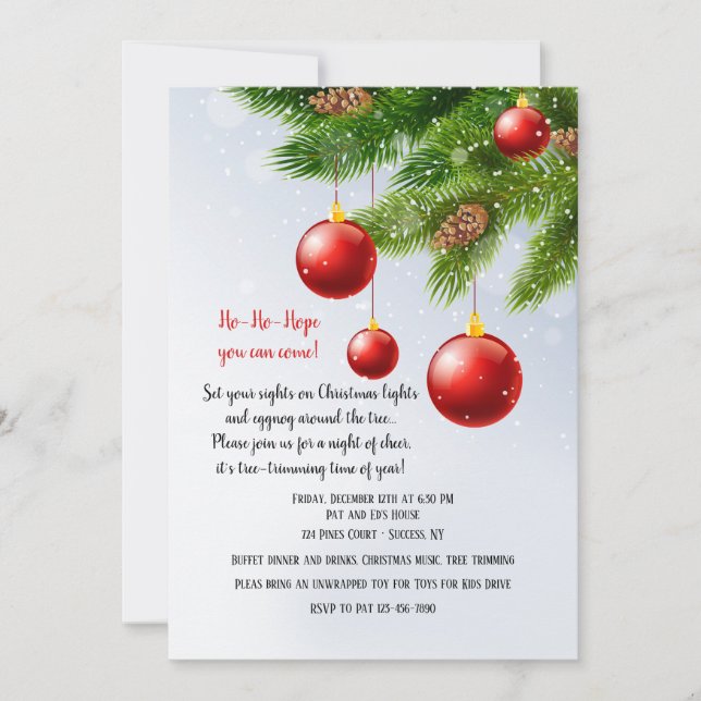 Party Einladung zum Baumschneiden (Vorderseite)