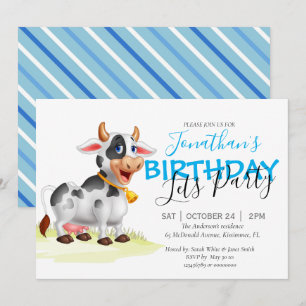 Party Einladung zum Geburtstag Boy Cow Spaß Farm