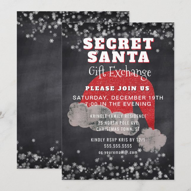 Party Einladung zum geheimen Santa Gift-Austausch (Vorne/Hinten)