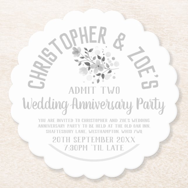 Party Einladung zum Hochzeitstag Untersetzer (Vorderseite)