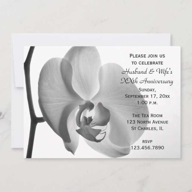 Party Einladung zum Jubiläum der Weißen Orchideen (Vorderseite)