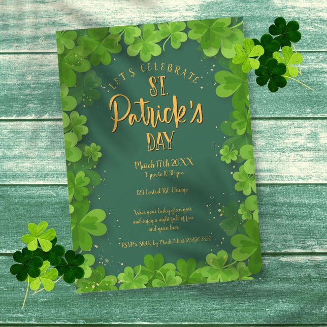 Party Einladung zum St. Patrick's Day Kleeblatt (Saint Patrick's Day Shamrock Party Invitation)
