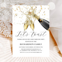Party Einladung zum Toast des neuen Jahres gelasse