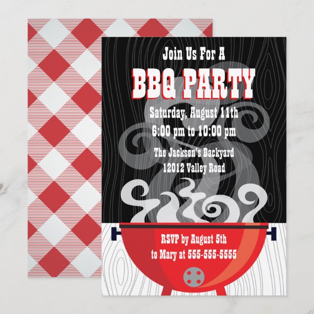 Party Einladung zur GRILLEN von Smokin (Vorne/Hinten)
