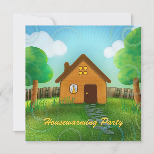 Party Einladung zur niedlichen Haushaltserwärmung (Vorderseite)