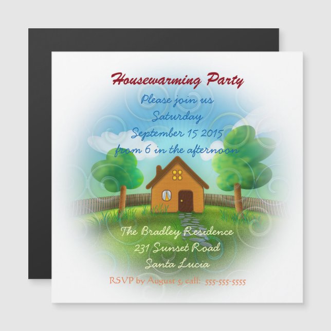 Party Einladung zur niedlichen Haushaltserwärmung (Vorne/Hinten)