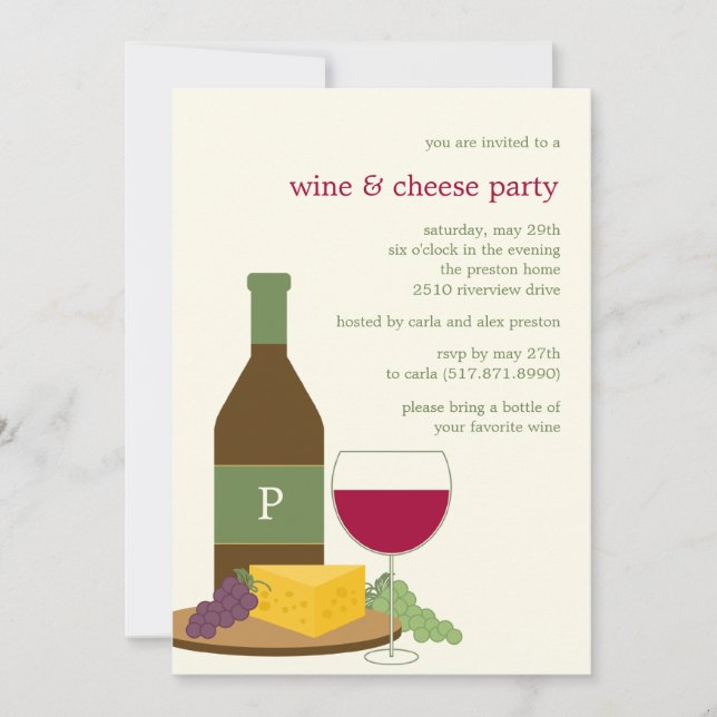 Party Einladungen aus Wein und Käse (Vorderseite)