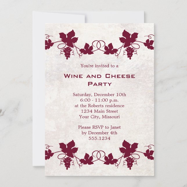 Party Einladungen aus Wein und Käse (Vorderseite)
