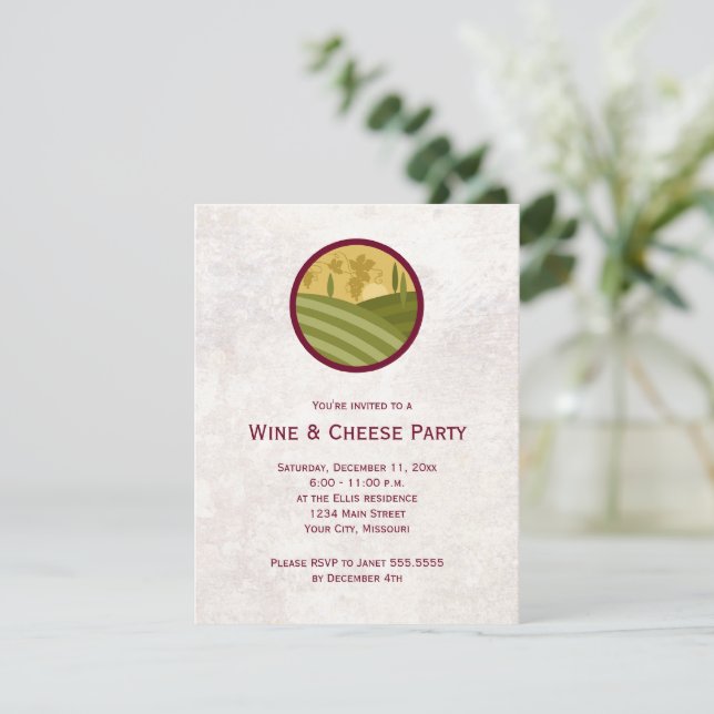 Party Einladungen aus Wein und Käse (Stehend Vorderseite)