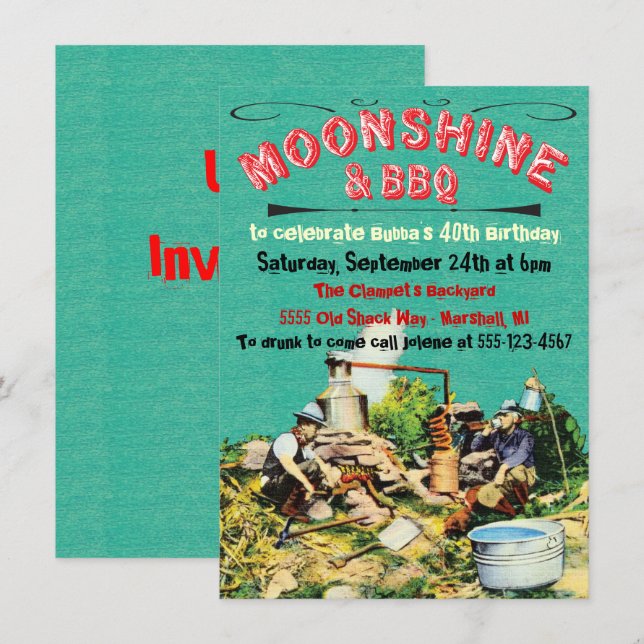 Party Einladungen der Moonschine und GRILLEN (Vorne/Hinten)