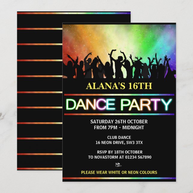 Party Einladungen des Clubtanzes (Vorne/Hinten)
