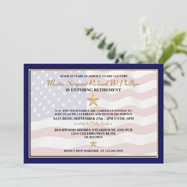 Party Einladungen des Militärruhestands (Stehend Vorderseite)