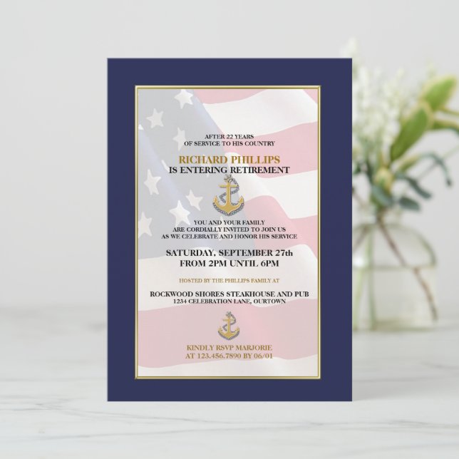 Party Einladungen des Militärruhestands (Stehend Vorderseite)