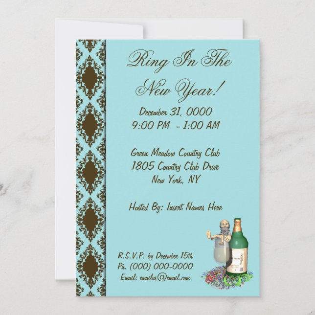 Party Einladungen des Neujahrs (Vorderseite)