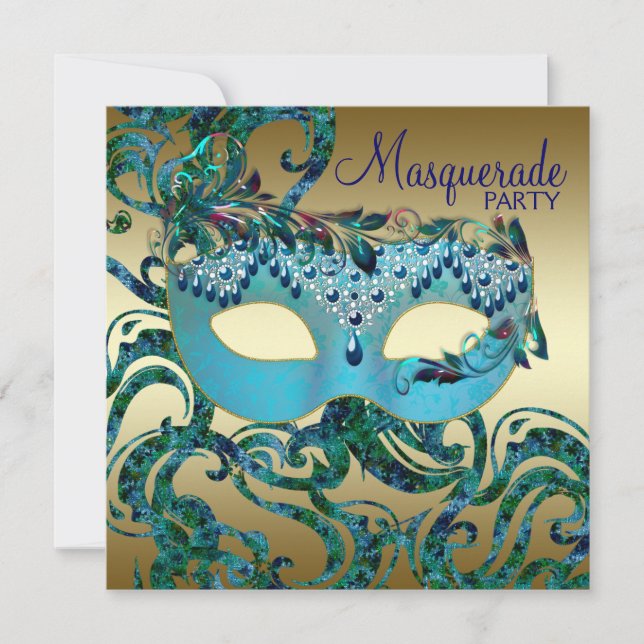 Party Einladungen für Aquamarine Blaumasquerade (Vorderseite)