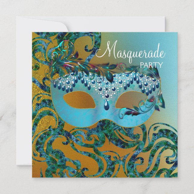 Party Einladungen für Aquamarine Blaumasquerade (Vorderseite)