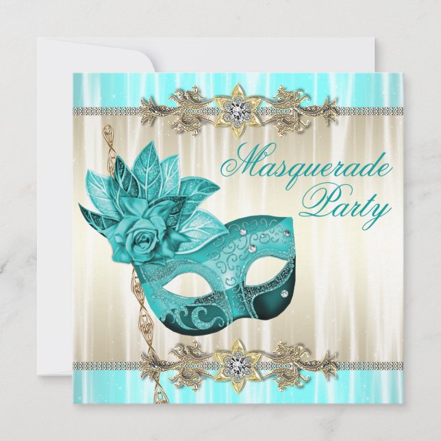 Party Einladungen für Aquamarine Blaumasquerade (Vorderseite)