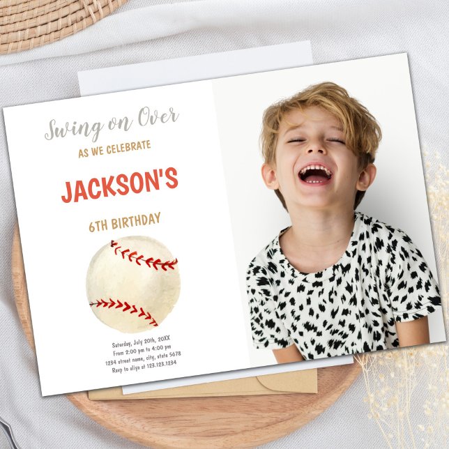 Party Einladungen für den individuellen Spaß von K (Sports Baseballs Birthday Invitations with photo)