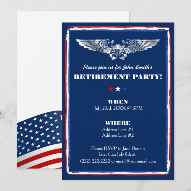 Party Einladungen für die Einstellung der Luftwaff (Vorne/Hinten)