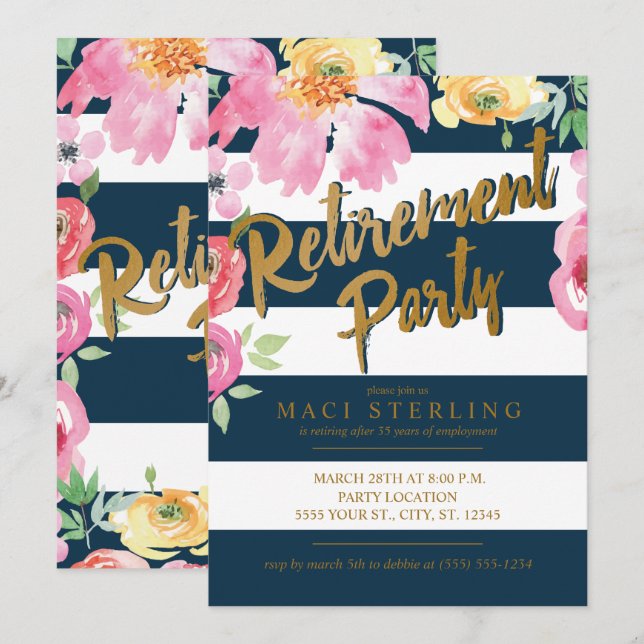 Party Einladungen für die Retirement von Gold, Flo (Vorne/Hinten)