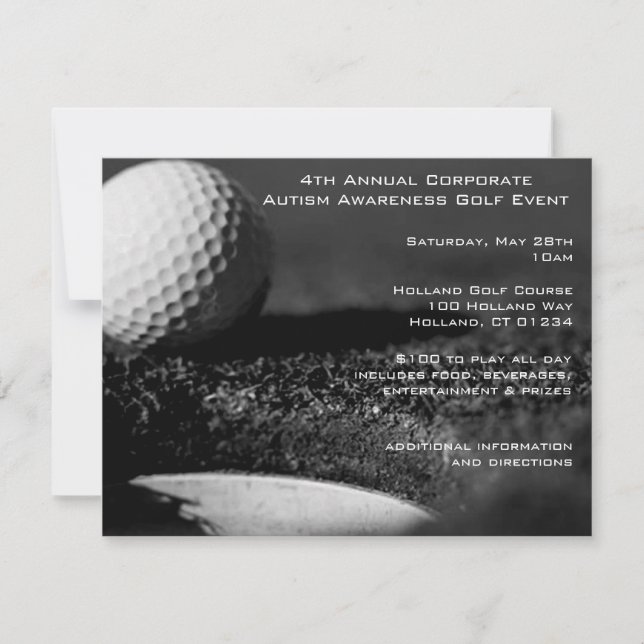 Party Einladungen für Golfveranstaltungen (Vorderseite)