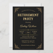 Party Einladungen im Ruhestand Elegantes Schwarzes