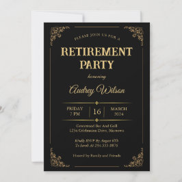 Party Einladungen im Ruhestand Elegantes Schwarzes