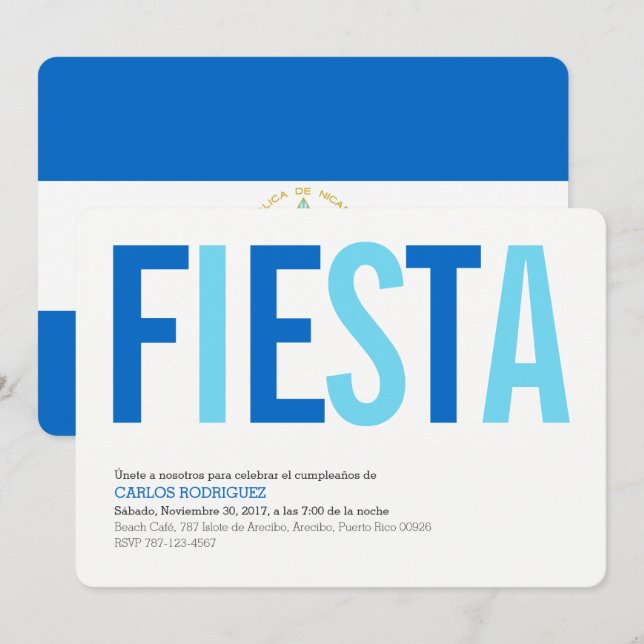 Party: Einladungen: Nicaragua: Nicaraguaflagge Einladung (Vorne/Hinten)