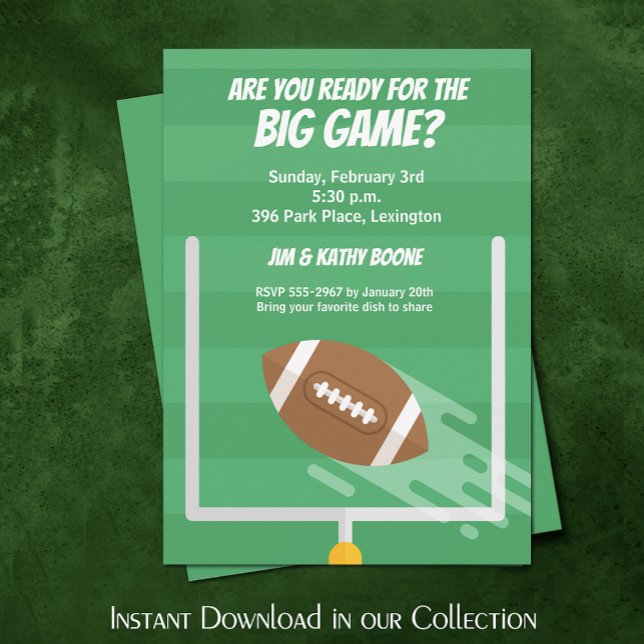 Party Einladungen von Fußballgroßspielen (Football Big Game Watch Party Invitations (INSTANT DOWNLOAD available in our collection))